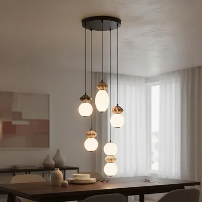 Productafbeelding van Hanglamp Pallina 5-lichts, AI-gegenereerde afbeelding