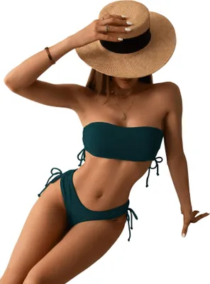 Produktbild von Damen Zweiteiliger Badeanzug Bandeau Bikini Set Hohe Taille S