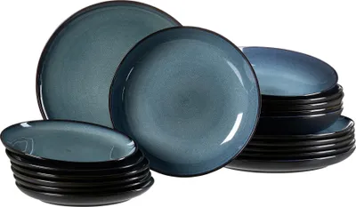 Produktbild von Ritzenhoff & Breker Bali, 6 Person(en), Steingut, Schwarz, Blau, Bali, Rund, 27,5 cm