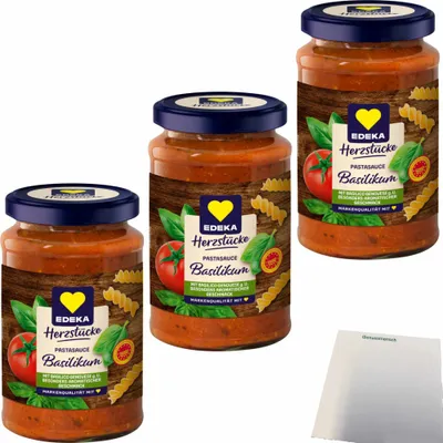 Produktbild von Edeka Tomatensauce Basilikum 3er Pack (3x350g Glas) + usy Block