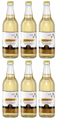 Produktbild von Retsina Samos 6x 0,5l Flasche | Geharzter Weißwein aus Griechenland | 13% Vol.