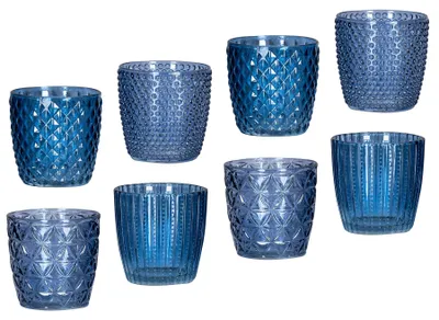 Produktbild von 8er Set Windlicht 7,5cm Glas Blau