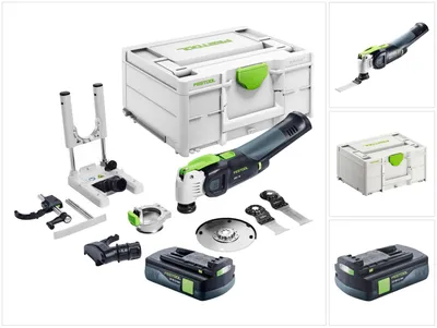 Immagine prodotto di Festool VECTURO OSC 18 E-Basic Set oscillatore a batteria 18 V Starlock Max Brushless + 1x batteria ricaricabile 3,0 Ah + set di accessori 7 pezzi + Systainer - senza caricabatterie