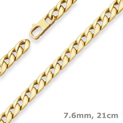 Produktbild von 7,6mm Armband Panzerkette Goldarmband Armschmuck aus 750 Gold Gelbgold 21cm
