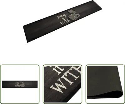 Produktbild von The Living Store Küchenteppich Waschbar Tasse Schwarz 60x300 cm Samt