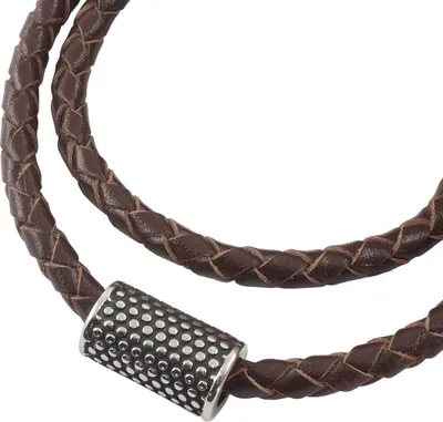 Image de Collier en cuir tressé avec pendentif, pour femme, 6 mm, marron, longueur : 40 cm