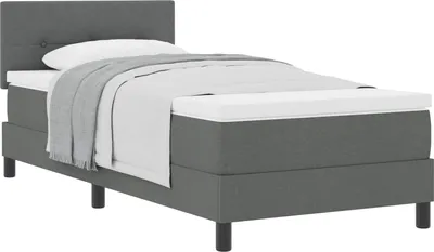 Zdjęcie produktu dla Łóżko sprężynowe Z zagłówkiem Ciemnoszary 80 x 200 cm tkanina