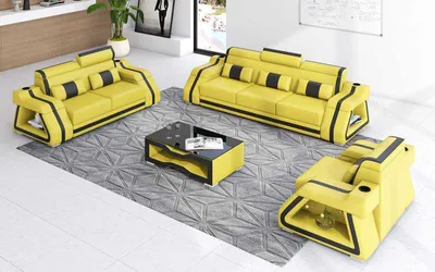 Produktbild von Sofagarnitur 3tlg Sofas Gelb JVmoebel