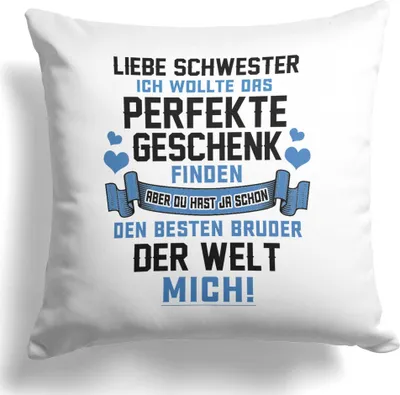 Produktbild von 22Feels Schwester Geschenk von Bruder Geburtstag Weihnachten Geschwister Deko Kissen Frauen Dekoration Mädchen Big Lil Sis Wohnaccessoire Wohnzimmer Schlafzimmer Couch