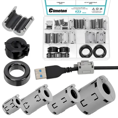 22-tlg. Ferritringkern-Set 4 Größen 7-13 mm für Kabel