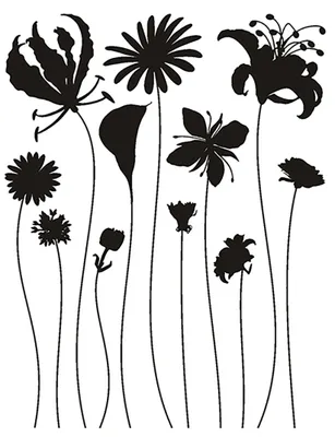 Produktbild von AG Design Wandstickers Blumen mit hohen Stielen in schwarzer Farbe, 65 x 85 cm