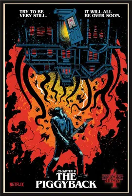 Immagine prodotto di Stranger Things - Poster - 4 - Capitolo 9 + cornice a incastro, Shinsuke® Maxi in plastica nera, lastra in acrilico