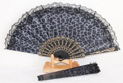 Produktbild von 322 Fächer Leoparden Look, anthrazit schwarz Flamenko Karneval pvc