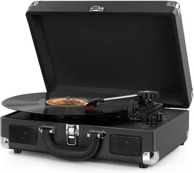 Productafbeelding van DIGITNOW M417 - Belt-Drive Vinyl Platenspeler - Draagbaar - Stereo Speakers - RCA/AUX/MP3 Zwart