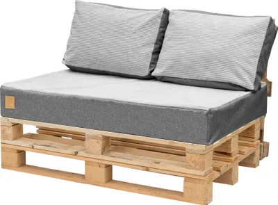 Obrázok produktu pre Vankúš z palety 120 x 80 Súprava pre paletový nábytok Vodotesné europalety Vankúš na sedenie EÚ Paletová pohovka kompletná pozostáva z 3 častí vo farbe: sivý manšestr