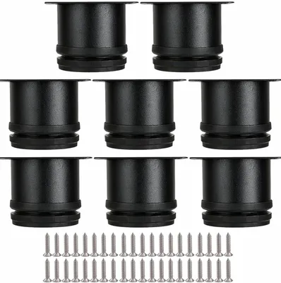 Produktbild von 8 verstellbare Möbelbeine, schwarz, 5 cm Höhe, aus Edelstahl, mit 32 Schrauben