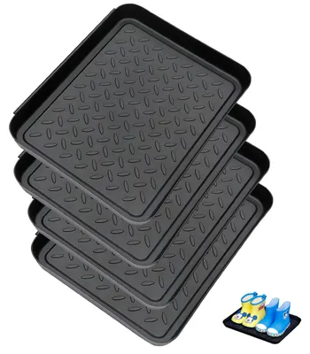 Produktbild von Set aus 4 Schuhablagebehältern, 35 x 27,5 x 3 cm, schwarz