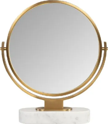 Produktbild von Casa Padrino Luxus Schminkspiegel Gold / Weiß H. 51 cm - Schminktisch Spiegel