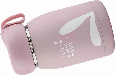 Image de Tasse à vide en acier inoxydable avec motif de lapin Tasse thermos Bouteille d'eau (rose)