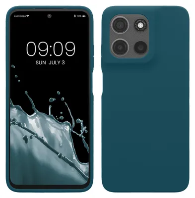Produktbild von kwmobile Handyhülle für Motorola Moto G15 Hülle - Case Silikon - Kabelloses Laden - Schutzhülle Cover in Petrol