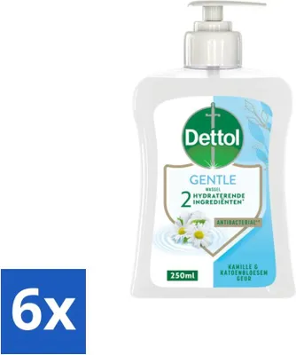 Obrázok produktu pre Dettol mydlo na ruky - jemné - harmanček a bavlníkový kvet - 250 ml - hodnotné balenie - 6 kociek