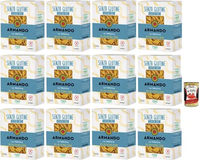 Produktbild von Armando, La treccia senza glutine, Gluten -freie Pasta mit Multikereals mit Mais, Vollreis und Quinoa - Treccie, Casarecce gluten free 12x 400 g + Italian Gourmet polpa 400g