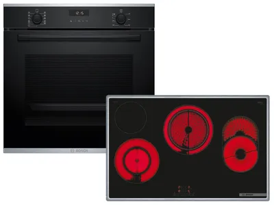 Produktbild von Bosch HBD632FH85 (HBG237BB4+PKH845BB1D), Keramik, 4 Zone(n), Keramik, Schwarz, Berührung, 79,5 cm
