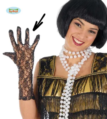 Produktbild von Schwarze Spitzenhandschuhe 36 cm. 1 Paar