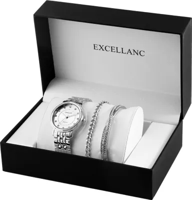 Produktbild von Excellanc Damen-Geschenkset mit Armbanduhr, Armband und Armreif