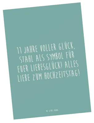 Produktbild von Mr. & Mrs. Panda Postkarte 11. Hochzeitstag Stahlhochzeit - Meeresbrise - Geschenk, Fotokarte, Grußkarte, Hochzeitstagssprüche, Heirat, Geschenke, Ansichtskarte, Heiraten