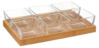 Produktbild von 7-teiliges aperitif-set aus bambus und glas - SG Secret de Gourmet
