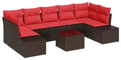 Obrázek produktu pro Sada zahradních pohovek s polštářem 8 pcs Hnědá polyratan