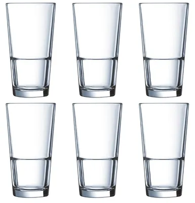 Immagine prodotto di Arcoroc ARC H7764, bicchiere longdrink impilabile, capacità 290 ml, vetro trasparente, confezione da 6 pezzi