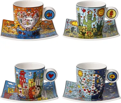 Produktbild von Goebel Pop Art James Rizzi 4er Set Espressotassen Porzellan