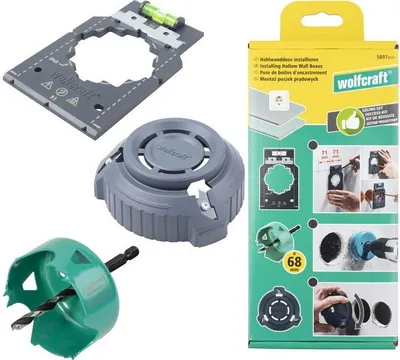 Obrázek produktu pro Instalační sada pro montáž elektrických krabic do sádrokartonu, Wolfcraft