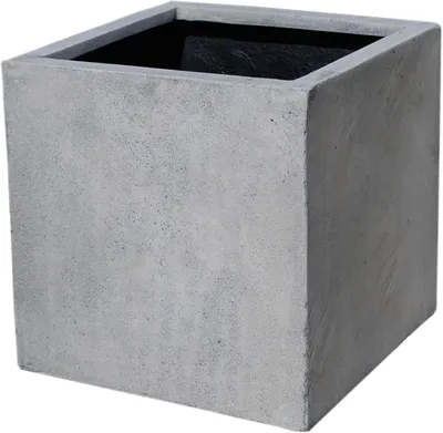 Image de VIVANNO Bac à plantes en fibre de verre BLOCK Cube, gris béton Design béton - 40x40x40 cm