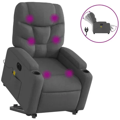Produktbild von Elektrischer Massagesessel mit Aufstehhilfe Dunkelgrau Stoff