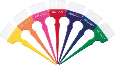Produktbild von Comair Färbepinselset Rainbow Large 7tlg bunt mit weißen weichen Nylonborsten