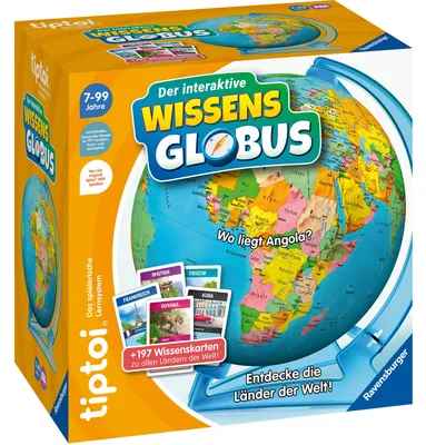 Produktbild von Ravensburger tiptoi Spiel 00107 - Der interaktive Wissens-Globus - Lern-Globus für Kinder ab 7 Jahren, lehrreicher Globus für Jungen und Mädchen, für 1-4 Spieler
