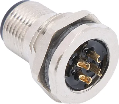 Image de Prise étanche, prise pour montage à l'arrière du panneau, prise étanche en laiton, connecteur étanche à 4 broches, prise filetée M12, connecteur de câble électrique