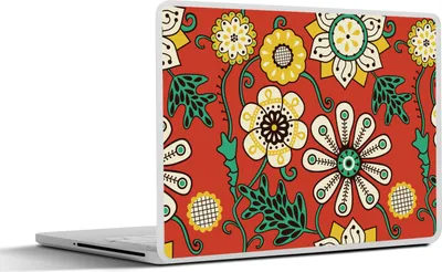 Produktbild von MuchoWow® Laptop Aufkleber Sticker Cover Design - Blumen - Hippie - Retro 30x21 cm - Sticker für Laptop - Selbstklebend