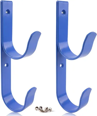 Productafbeelding van Pool Hangers - Houders Haken - Zwembad Organiseren - Brede Stevige Haken - 2 Stuks Set - Blauw Aluminium