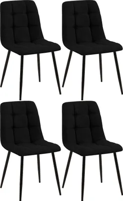Produktbild von CLP 4er Set Esszimmerstuhl Tilde gepolstert mit Rückenlehne bis 150 kg belastbar schwarz Material Stoff