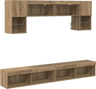 Immagine prodotto di vidaXL Pareti TV con LED 6 pezzi Materiale legno rovere artigianale