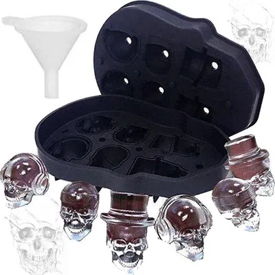 Produktbild von Silikon Eiswürfel Form mit Totenkopf 3D für Whiskey Cocktails