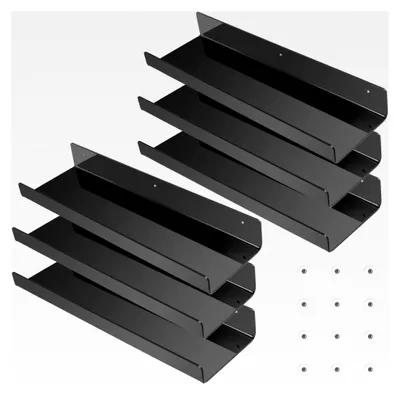 Produktbild von 6 Stück 30 cm Wandregal ohne Bohren in Schwarz, selbstklebendes Acrylregal für Wohnzimmer, Büro, Küche und Bad