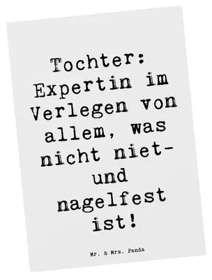 Produktbild von Mr. & Mrs. Panda Grußkarte Spruch Tochter Expertin - Weiß - Geschenk, Postkarten, einzelkarte, Geburtstage, Freude, Humor, persönliche Erinnerungen, Einfallsreichtum
