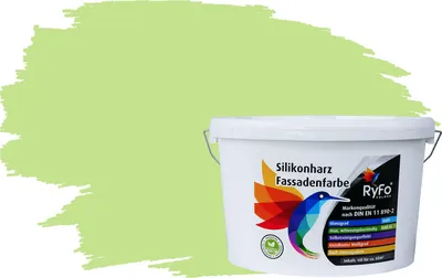 Produktbild von RyFo Colors Silikonharz Fassadenfarbe Lotuseffekt Trend Wasabigrün 10l - bunte Fassadenfarbe, weitere Grün Farbtöne und Größen erhältlich, Deckkraft Klasse 1