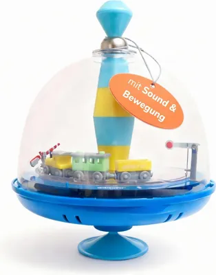 Produktbild von Brummkreisel mit Eisenbahn-Motiv - Interaktiver Panoramakreisel mit Zuggeräuschen und beweglichen Elementen für Kinder ab 18 Monaten