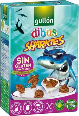 Obrázek produktu pro Sušenky Gullón Dibus Sharkies Chocolate (250 g)